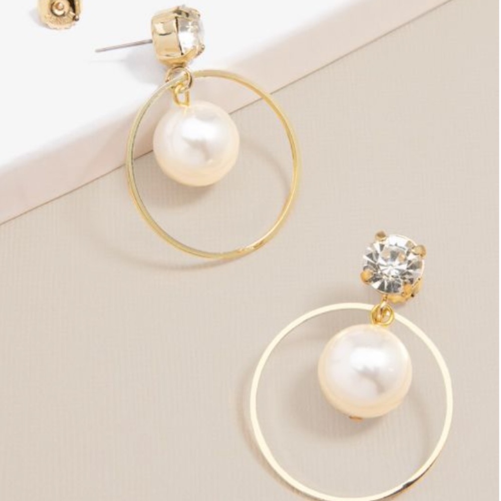 Crystal & Pearl Drop Hoop Earrings